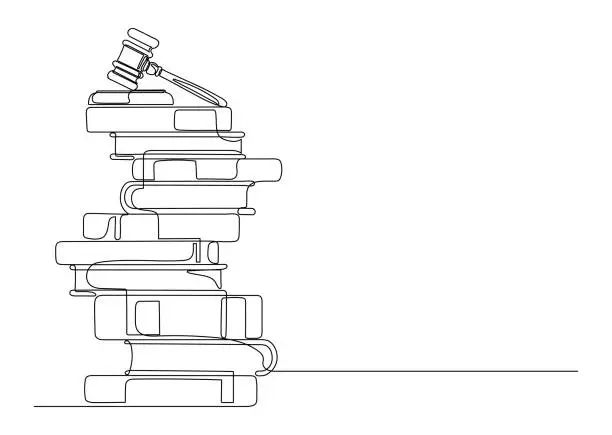 Vector illustration of Judge gavel on stack books.