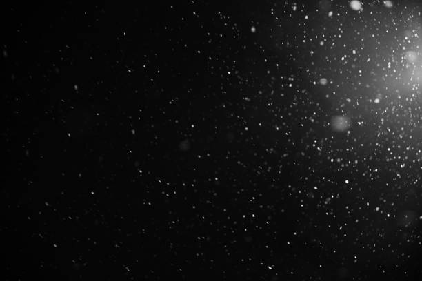 istock Falling snow flakes or rain on black background 1425159178