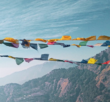 Tibetan Prayer Flags In Mountains
