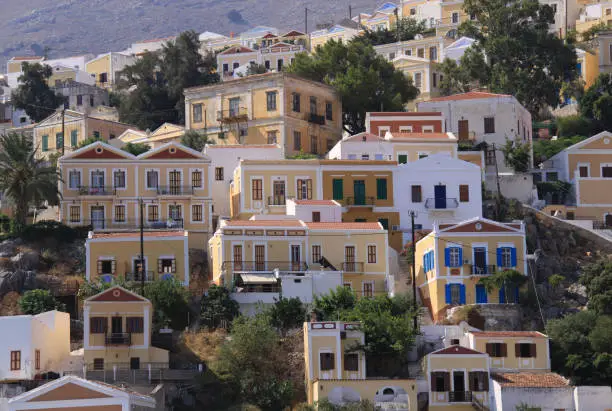 Old and Traditional Colorful Houses of Symi İsland, Greece