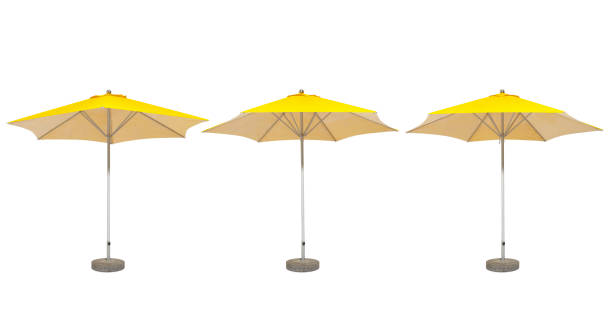 istock Big yellow umbrella with many shooting angles on white background 1425166752