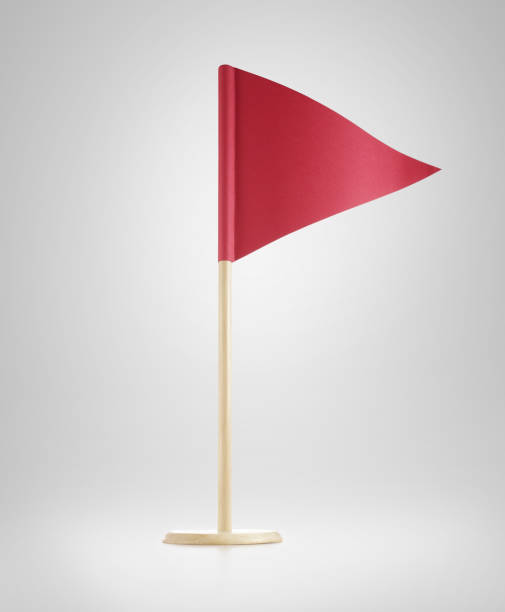 istock Red paper flag on gray background 1425166805