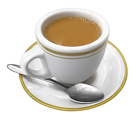 Coffee white cup photorealistic style isolated on transparent background. Tea time. 3D rendered illustration