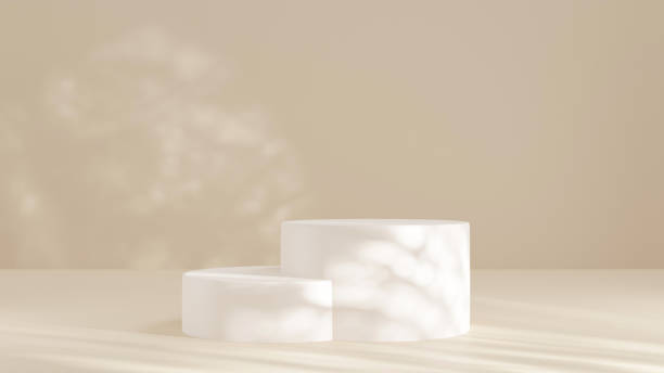 istock Product display podium with shadow nature leaves on Brown background. 3D rendering. 1425169993