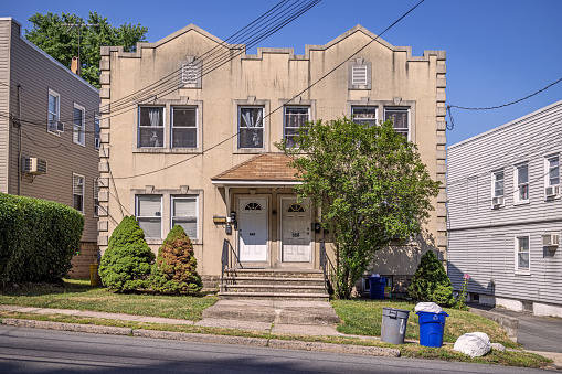 Fairview Avenue, New Jersey, NJ, USA - July 11th 2022:  Typical American architecture in a residential district