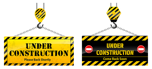 set of website under construction isolated or 404 error page connection or website under maintenance banner. eps vector