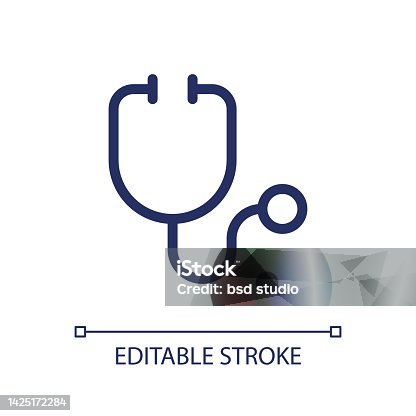 istock Stethoscope pixel perfect linear ui icon 1425172284