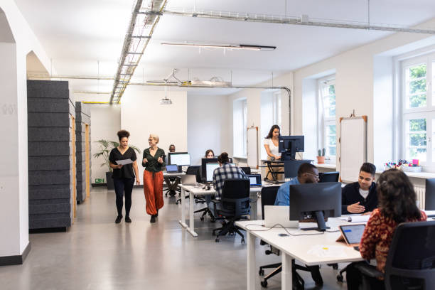 istock Business people working at open plan startup office 1425179191