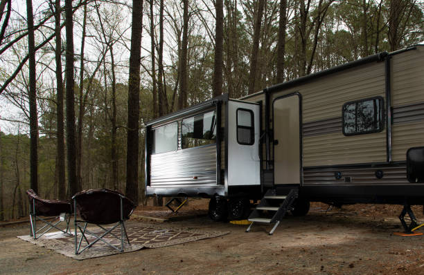 istock Slide out on a camping trailer 1425182446