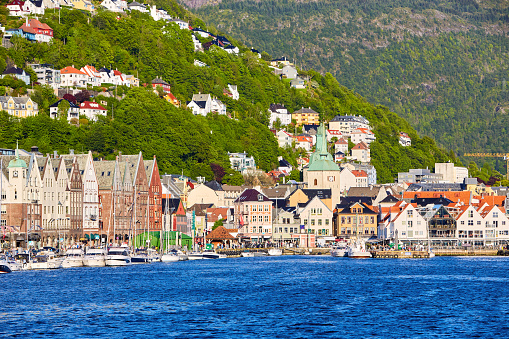 Bergen harbour and Bryggen street, Norway