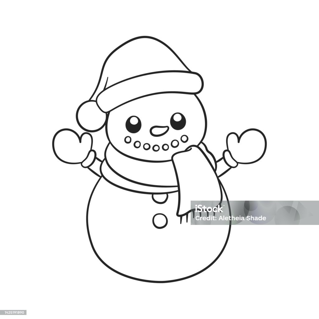 Người Đàn Ông Tuyết Dễ Thương Đội Mũ Ông Già Noel Và Khăn Quàng Cổ ...