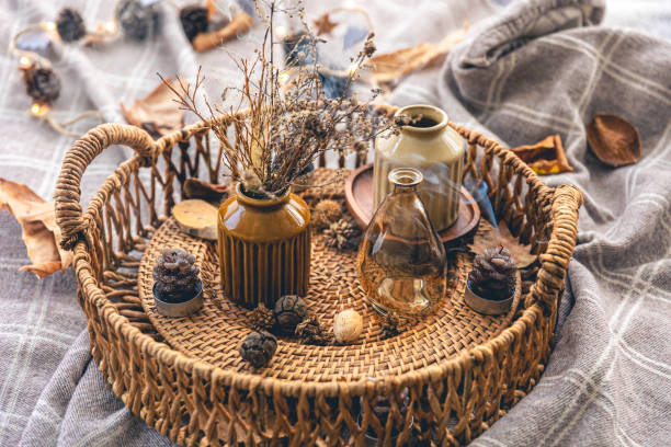 istock Cozy autumn composition with decorative details, candles. 1425194438