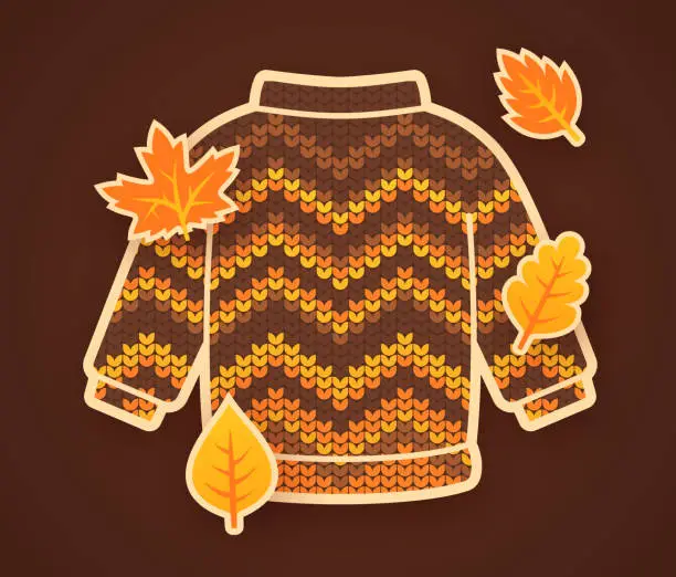 Vector illustration of Autumn Fall Warm Knit Sweater