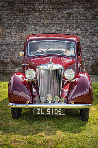 Wicklow, Ireland, August 2019 Irish Veteran and Vintage Car Club in Powerscourt, burgundy MG VA Sedan