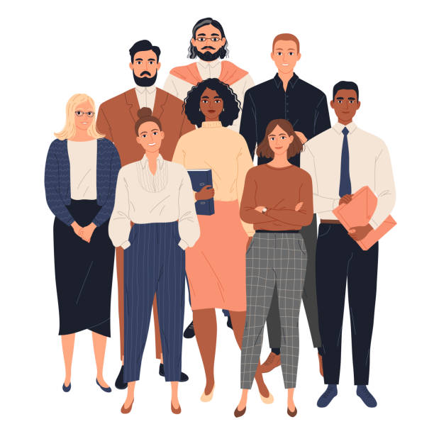 Group of diverse business people standing together. Group of diverse business people standing together group of objects stock illustrations