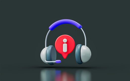 customer support sing with exclamation on dark background 3d render concept for helping service