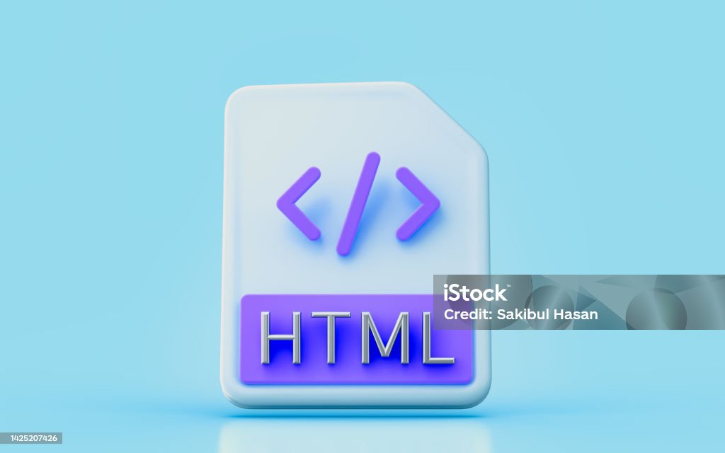 Large Html Sign Html Document File Sign 3d Render Concept For Create Website Web Stock ...