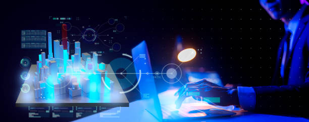 istock Smart city metaverse iot internet network technology engineer architect 3D city architecture model with digital big data analyzing computer coding interface, futuristic internet technology for life. 1425210159
