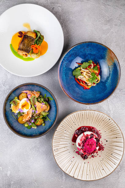 istock Salad from prawn and avocado and decorated with red caviar, flatlay, Avocado Salad With Shrimp 1425211708