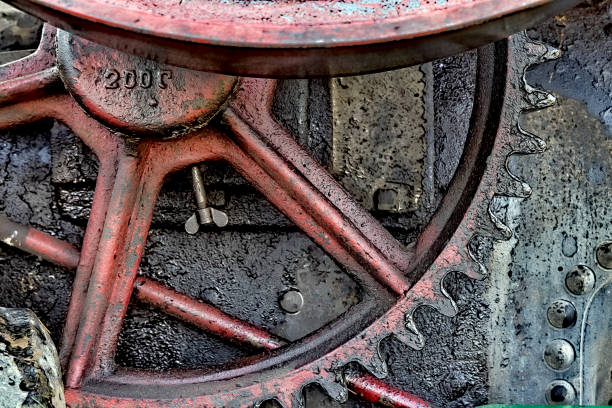 Cogs, gears and wheels of antique tractor