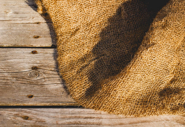 Traditional rustic burlap in sunlight and shadow