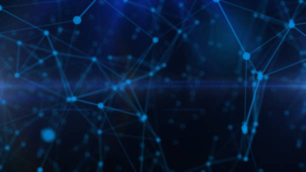 istock Blue futuristic abstract molecular dot geometric structure space background animation, modern triangle shaped technology particle analysis themed illustration 1425222839