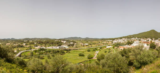 Landscape of Ibiza near Puig de Missa de Santa Eulària del Rio Landscape of Ibiza, Balearic islands, Spain, as seen from Puig de Missa de Santa Eulària del Rio (Panorama) santa eulalia stock pictures, royalty-free photos & images