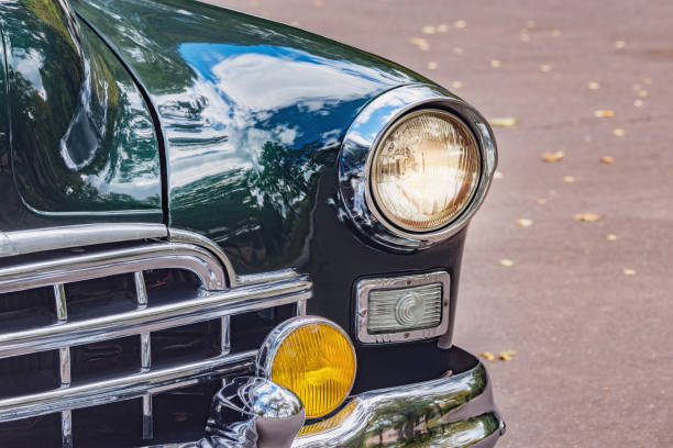 istock Headlights of the retro car. 1425223681