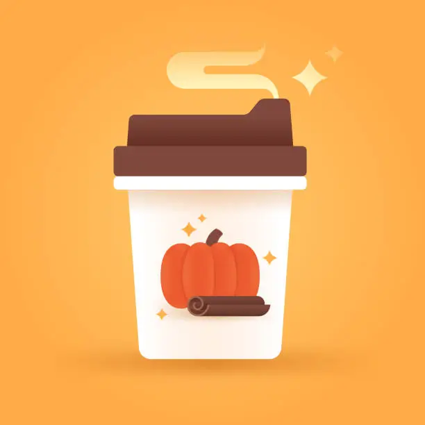 Vector illustration of Pumpkin Spice Latte Autumn Coffee Drink