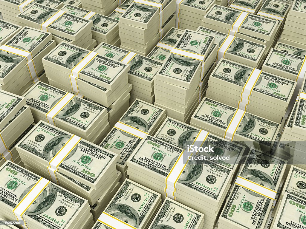 Money Pile $100 dollar bills Hundred dollar bills money pile.  Currency Stock Photo