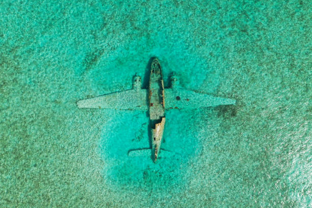istock Close up of plane crash in the ocean 1425227536