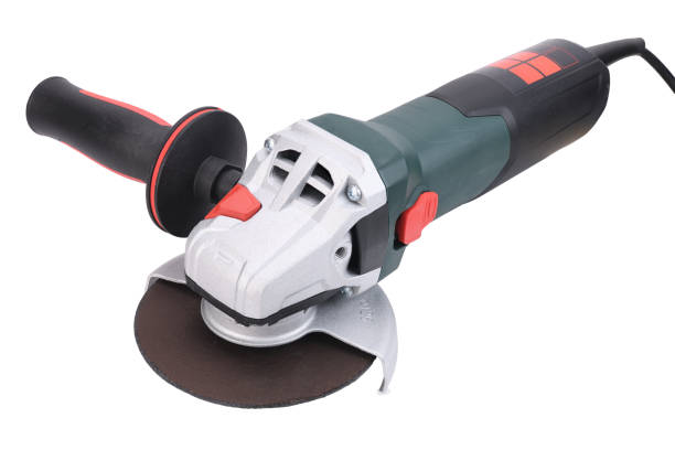istock Angle grinder with a disc for cutting stainless steel metal on a white background. 1425227900
