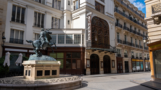 View of square de l'Opéra-Louis-Jouvet and the Athénée theater, in the 9th arrondissement of Paris, France