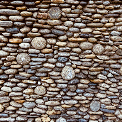 Close up view of stone wall of building