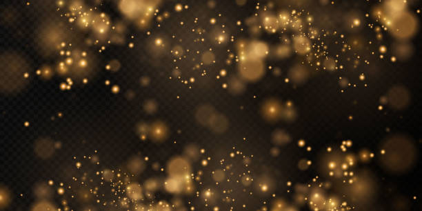 ボケ光ライト効果の背景。輝くほこりのクリスマスの背景クリスマス輝くボケの紙吹雪とあなたのデザインのための火花オーバーレイテクスチャ。ゴールドボケダストpngの。 - christmas lights flash点のイラスト素材／クリップアート素材／マンガ素材／アイコン素材
