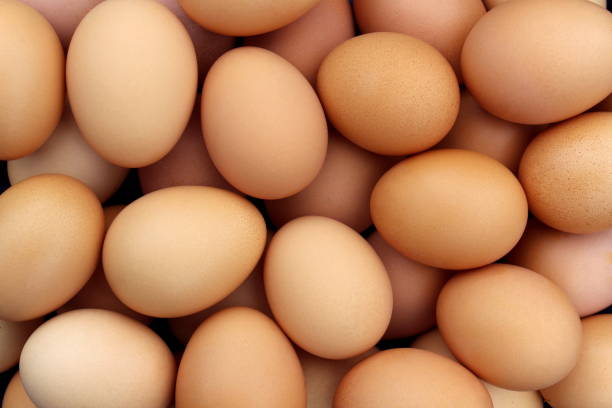 istock Texture from a large number of chicken eggs close-up. 1425233434