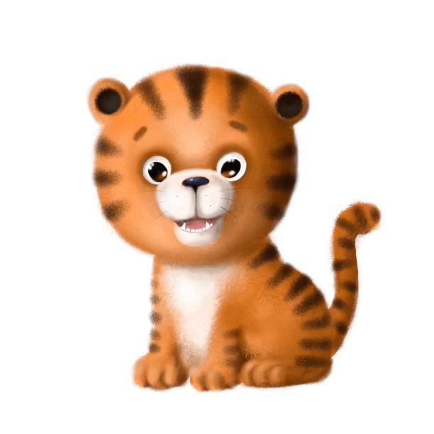 istock cute little tiger watercolor illustration with cartoon character 1425239215