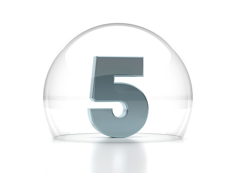 Number 5 in glass sphere. Abstract Numbers Collection.