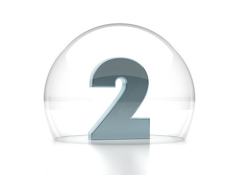 Number 2 in glass sphere. Abstract Numbers Collection.