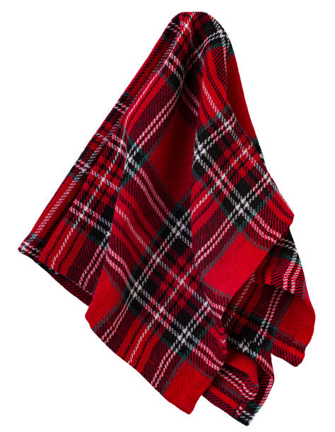 napkin with scotch checkered pattern isolated on white background - plaid tartan scottish culture celtic culture imagens e fotografias de stock