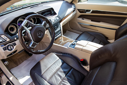 Berlin, Germany - September 12, 2022: Mercedes car interior CLS Coupe