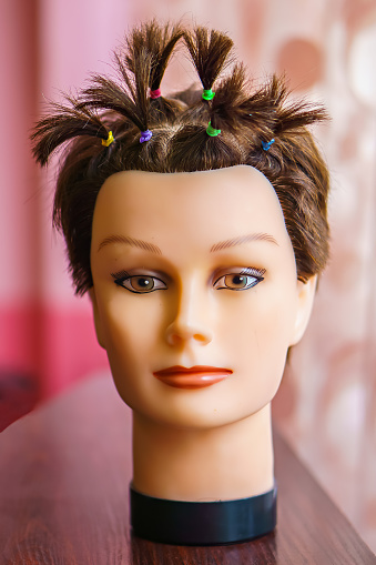 Rubber Head Mannequin For Learning Hairstyles Stock Photo