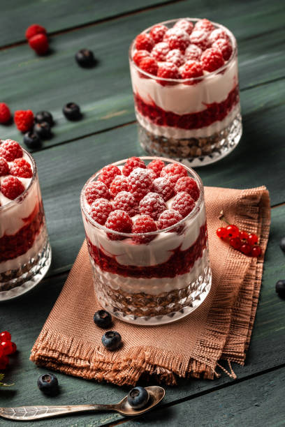 istock Parfait with granola, berries and whipped cream. fresh raspberry dessert, catering 1425255007