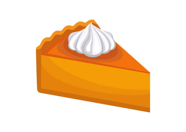 ilustrações de stock, clip art, desenhos animados e ícones de piece of sweet pumpkin cake icon vector - pie baked food pumpkin pie