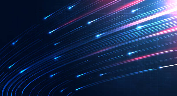 istock Blue light streak, fiber optic, speed line, futuristic background for 5g or 6g technology wireless data transmission, high-speed internet in abstract. internet network concept. vector design 1425270155