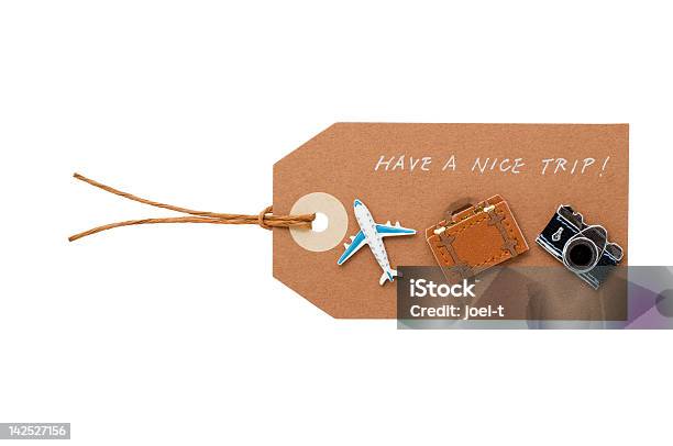 Tag With A Message Have A Nice Trip Stock Photo - Download Image Now - Airplane, Bag, Brown