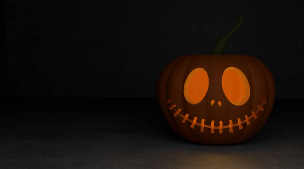 istock 3D rendering pumpkin halloween concrete background 1425277817