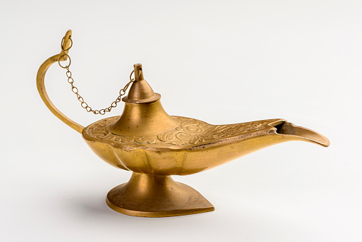 Aladdin's magic lamp isolated on white background