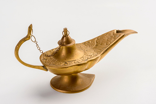 Aladdin's magic lamp isolated on white background