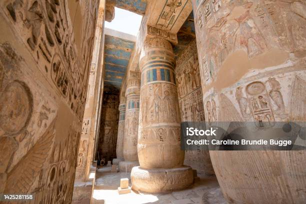 The Temple Of Ramesses Iii Luxor Egypt Stock Photo - Download Image Now - Hieroglyphics, Ancient Egyptian Culture, Art